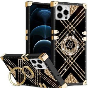 Rhinestone Decor iPhone 14 plus Case with Ring Holder